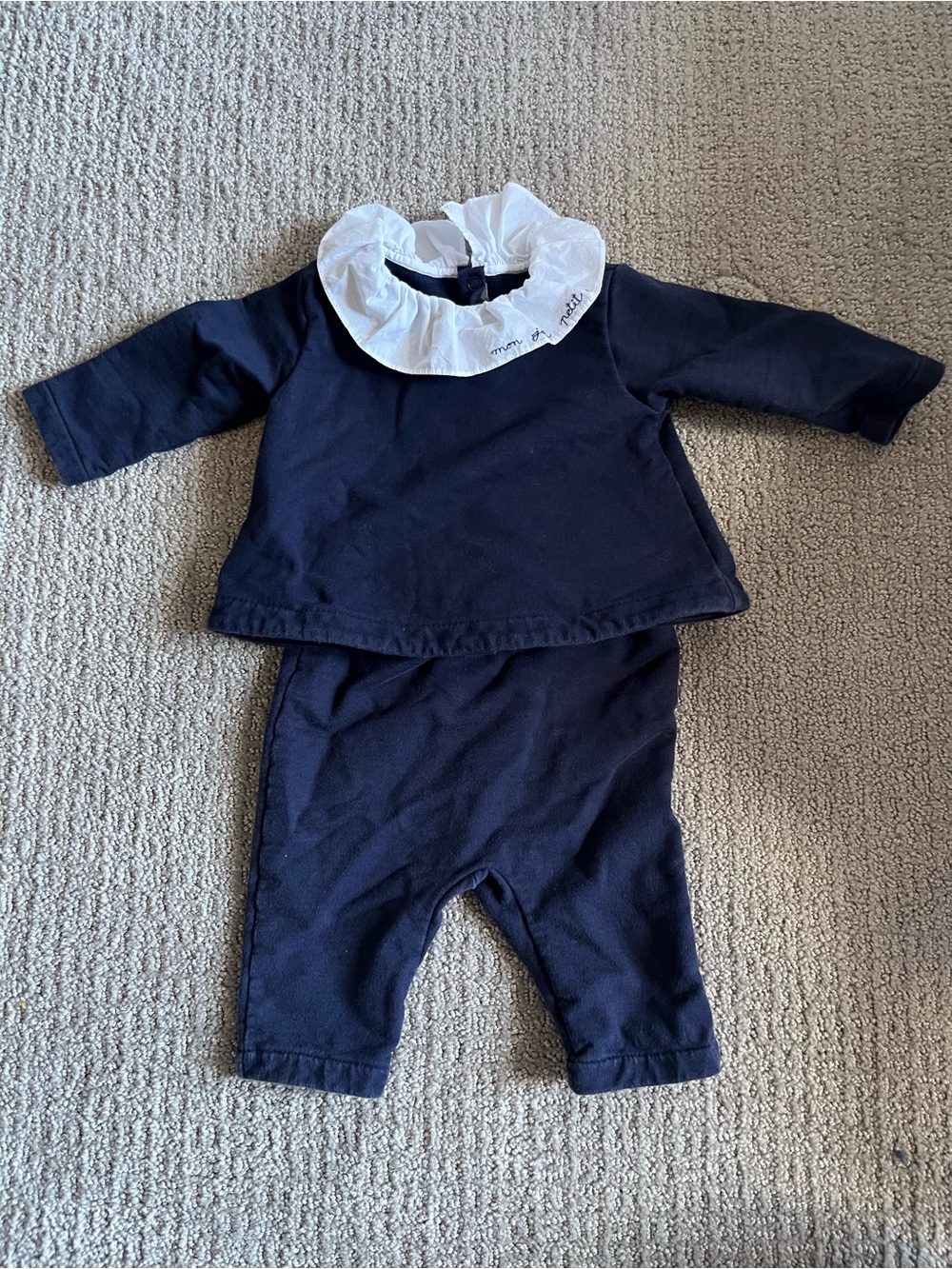 Jacadi Navy and White Two-Piece Matching Set